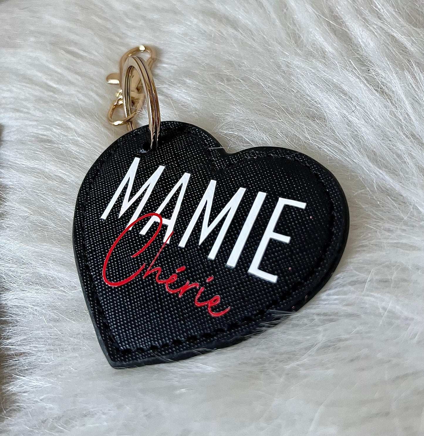 porte clé simili cuir mamie d'amour