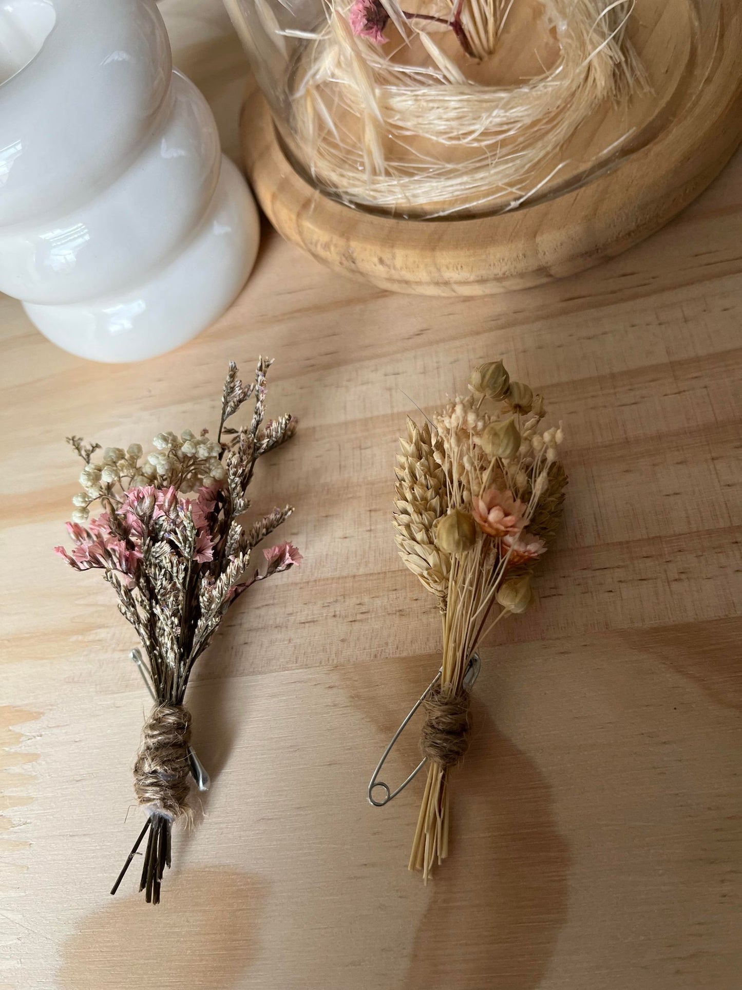 Boutonnière mariage fleurs séchées