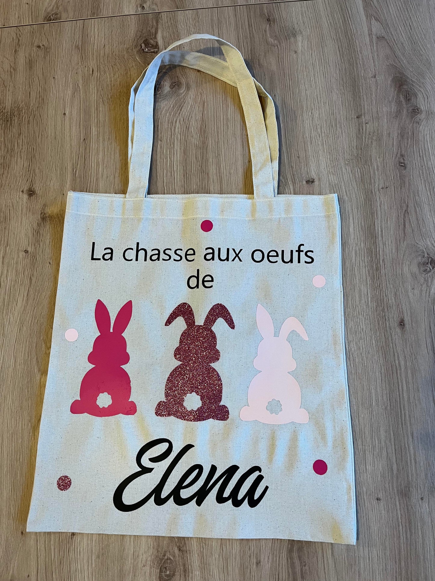Tote bag au trois lapins de Pâques