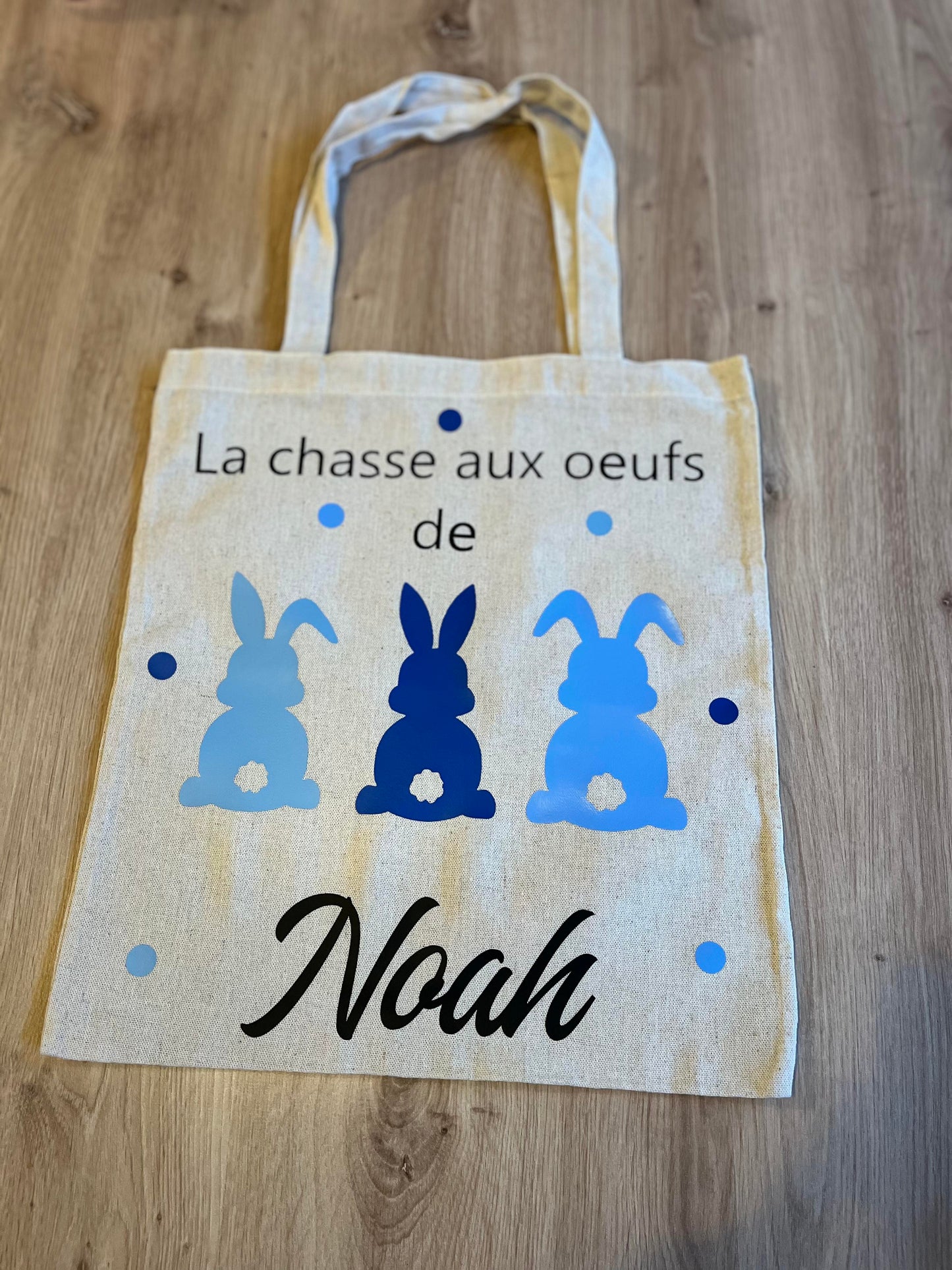 Tote bag au trois lapins de Pâques