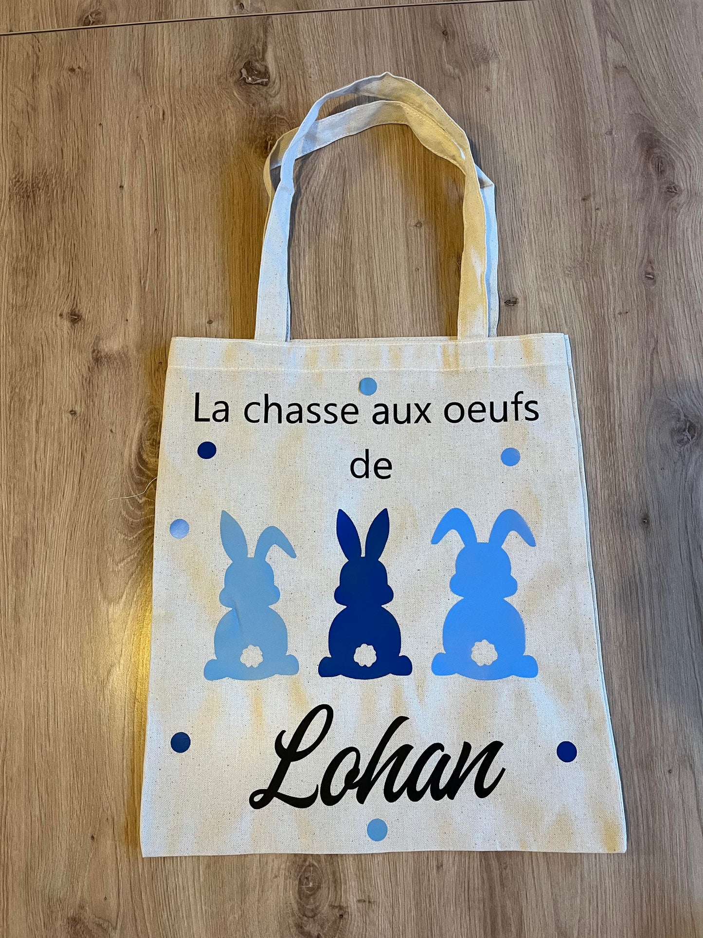 Tote bag au trois lapins de Pâques