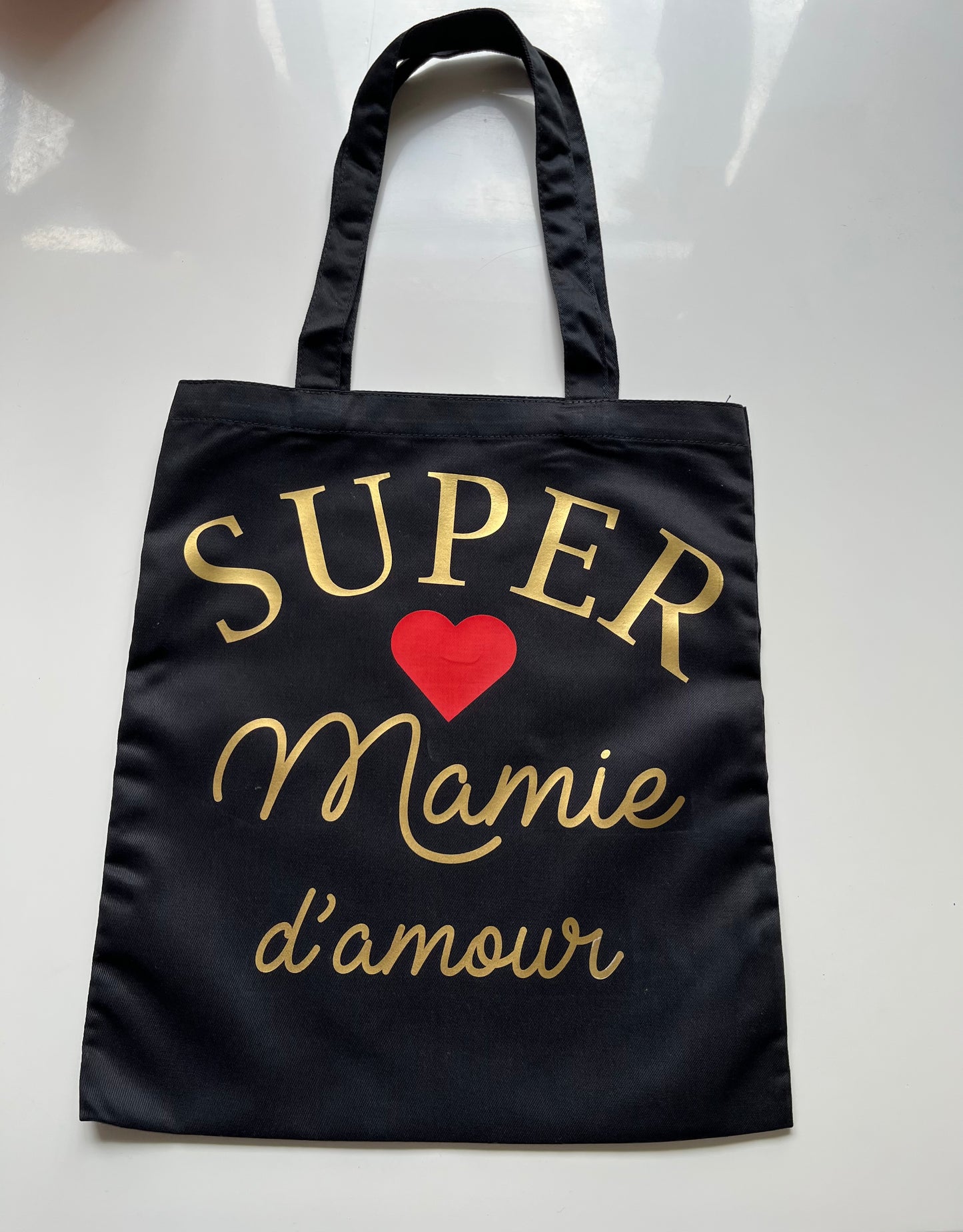 Tote bag coton noir mamie d'amour
