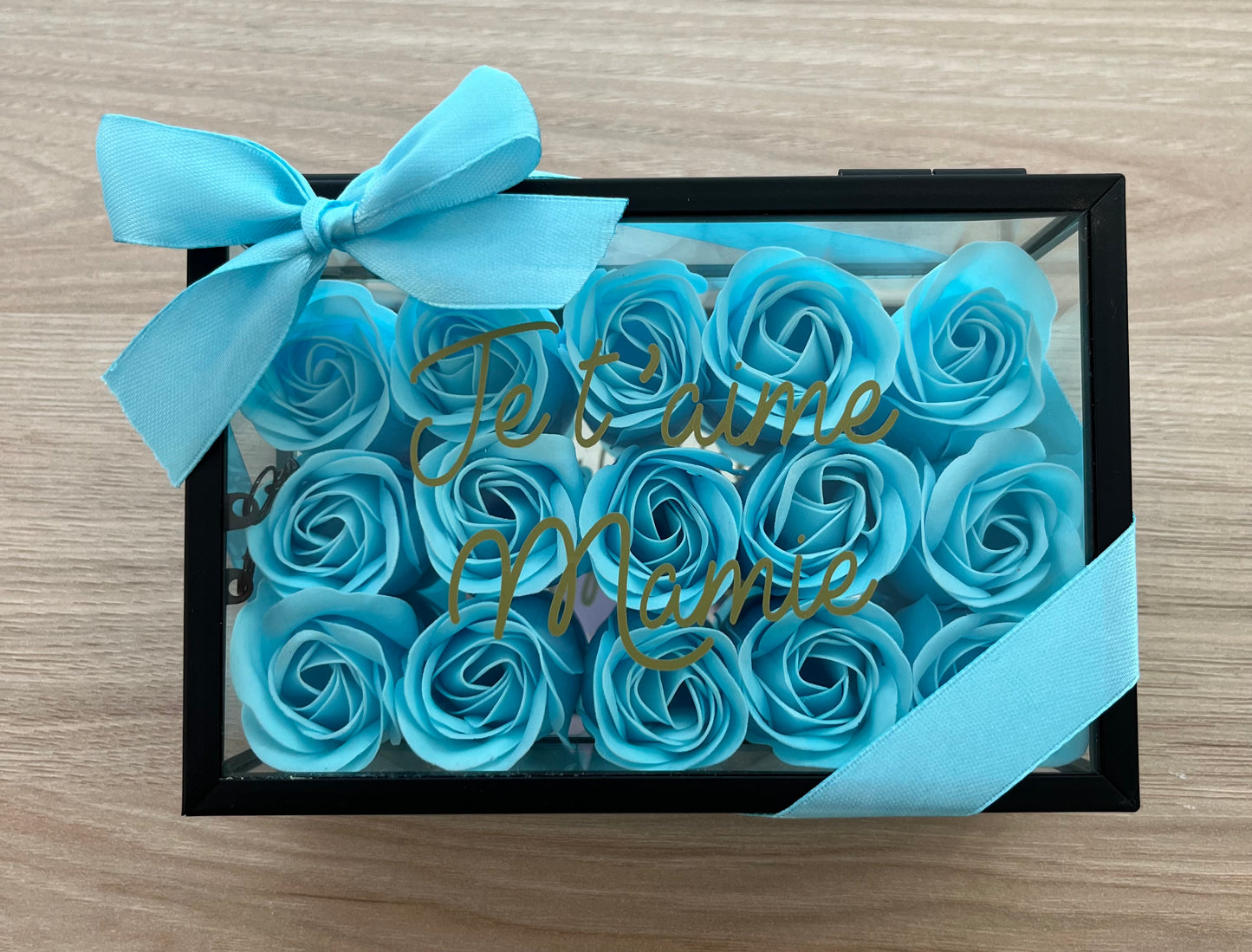 Coffret en verre fleurs de savon