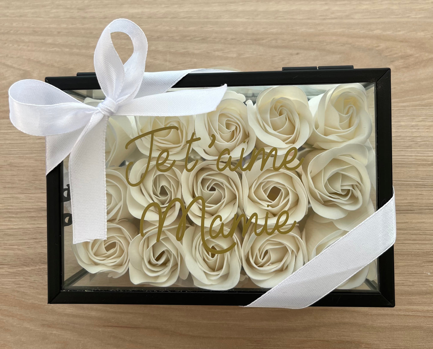 Coffret en verre fleurs de savon