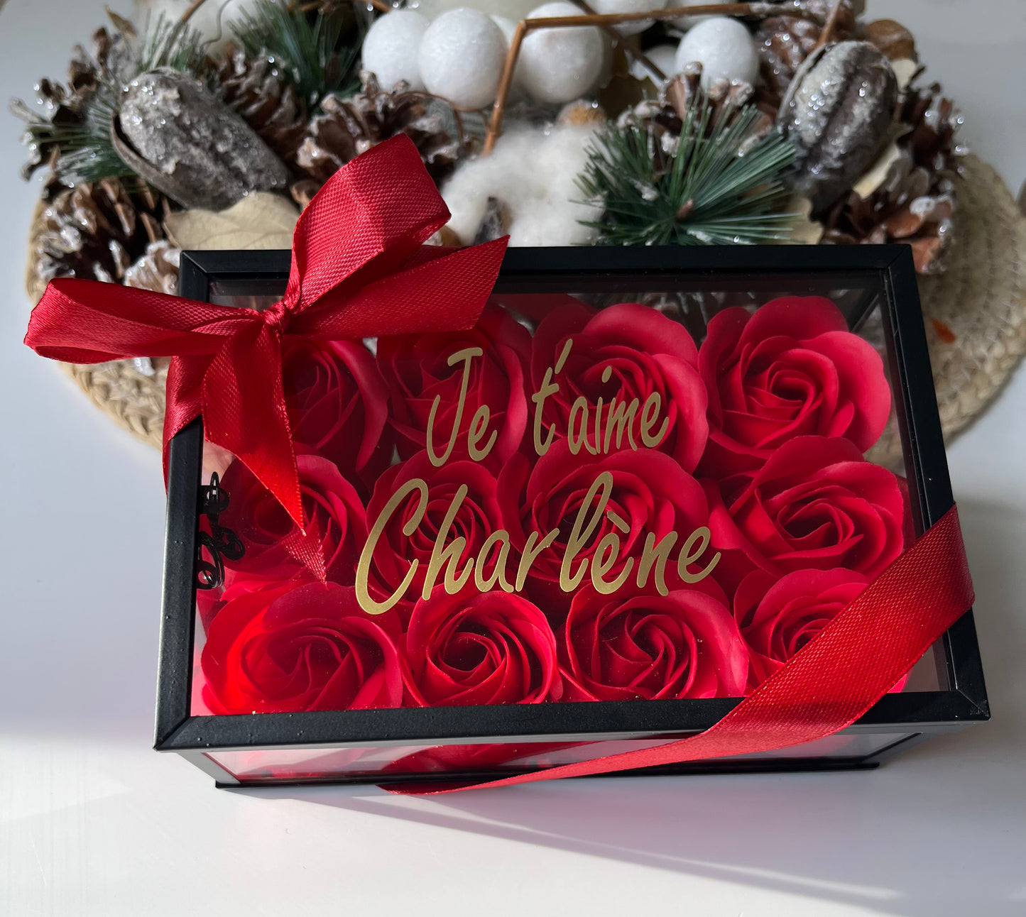 Coffret en verre fleurs de savon