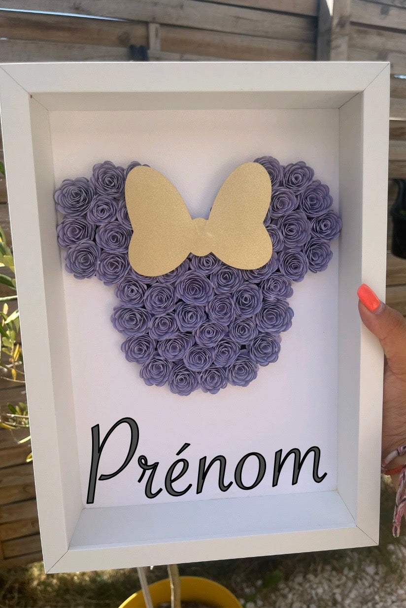 Cadre Minnie fleurs de papier