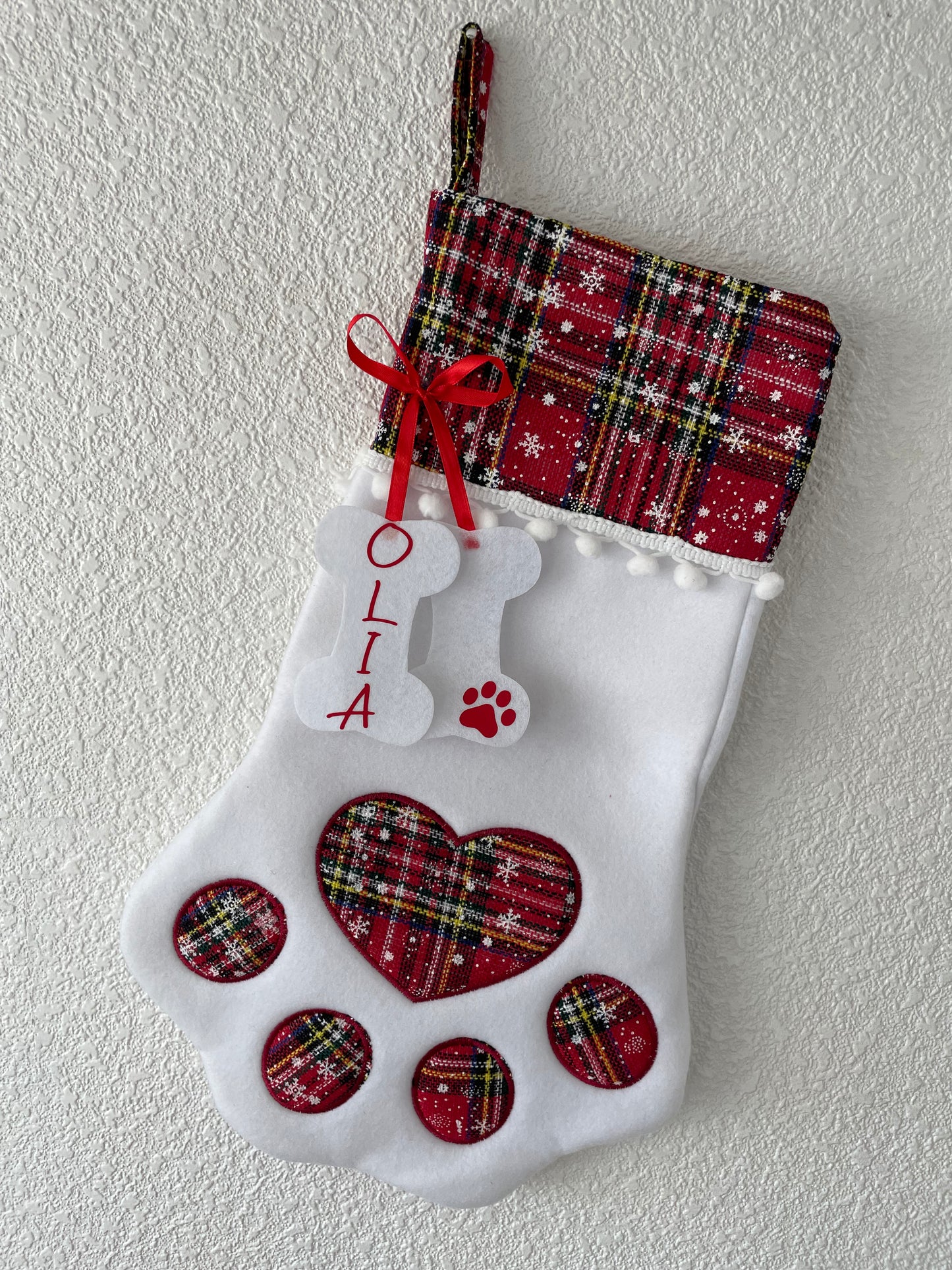 Chaussette de Noël patte de chien/chat