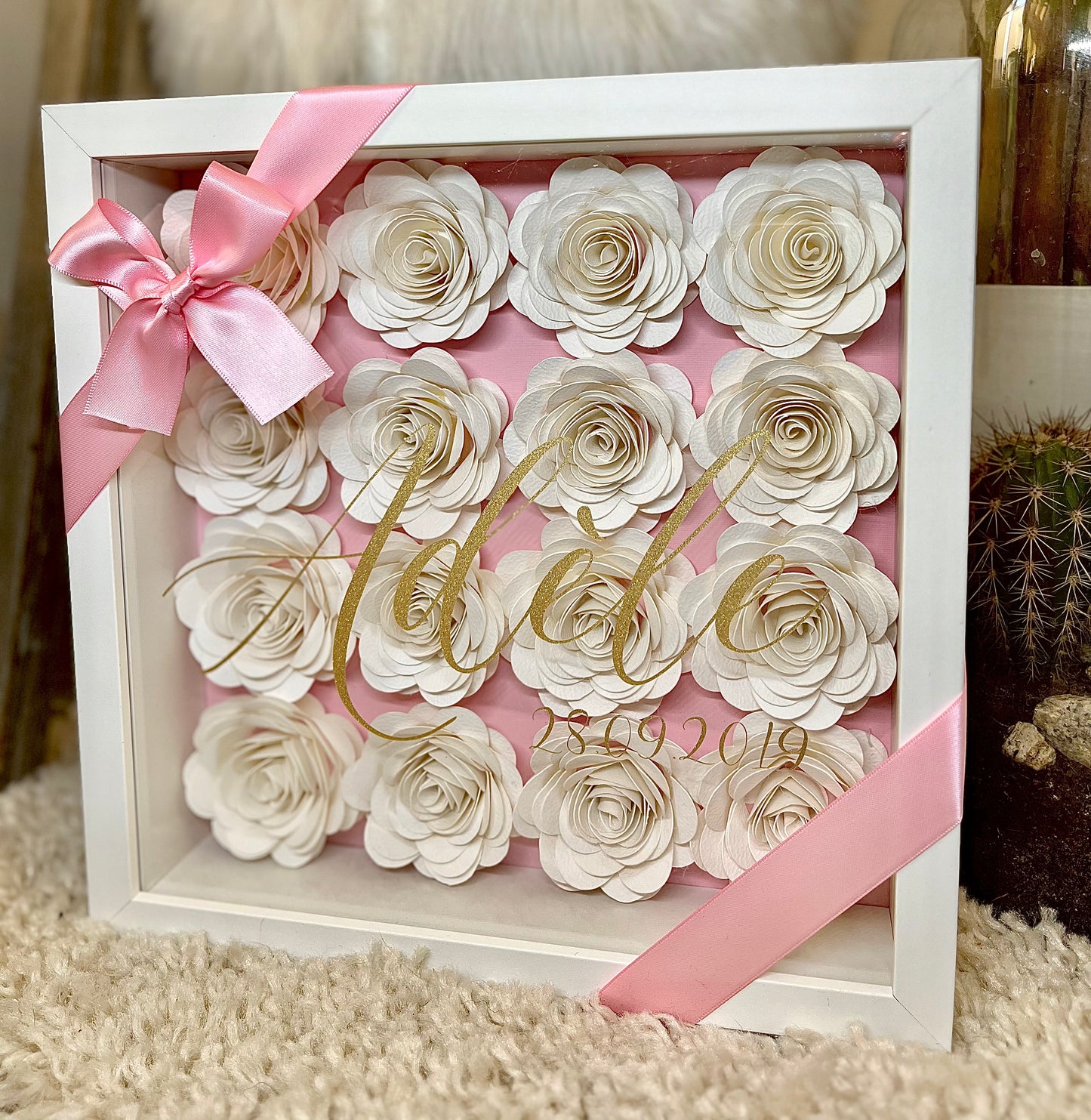 Cadre 3D fleurs de papier