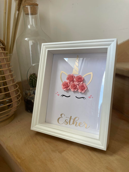 Cadre vitrine licorne