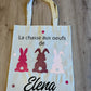 Tote bag au trois lapins de Pâques