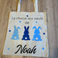 Tote bag au trois lapins de Pâques