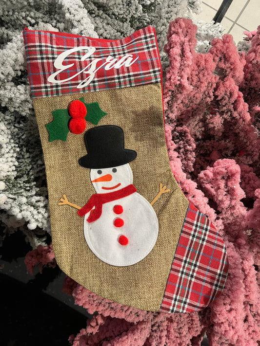 Chaussette de noël bonhomme de neige