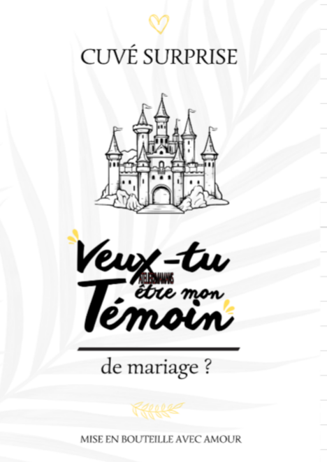 Étiquette de vin demande témoin de mariage
