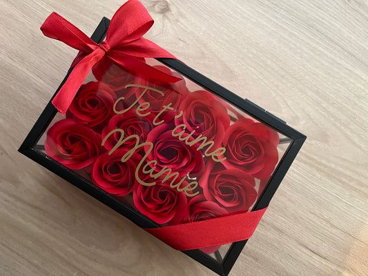 Coffret en verre fleurs de savon