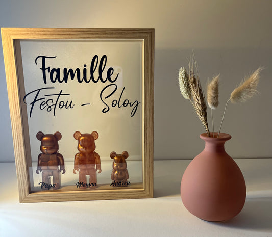 Cadre famille avec personnage en résine