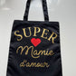 Tote bag coton noir mamie d'amour