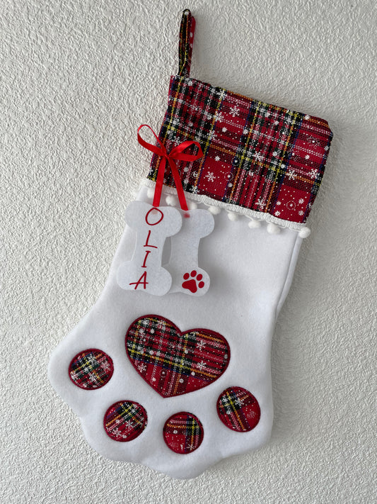 Chaussette de Noël patte de chien/chat
