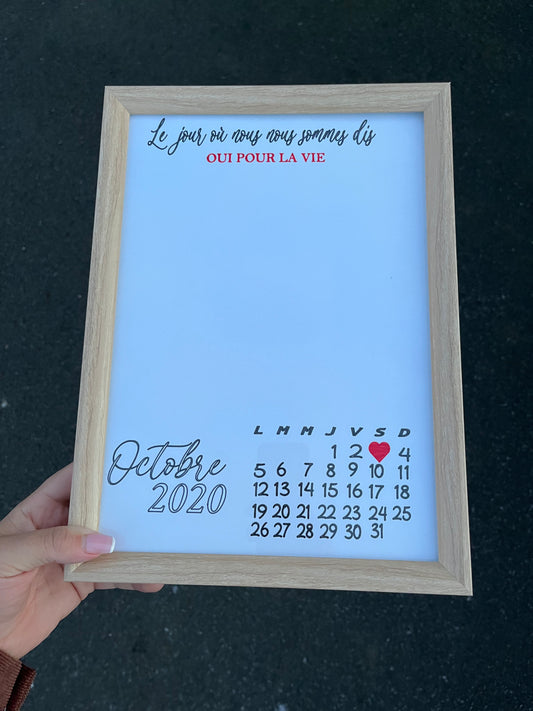 Cadre mariage " Oui pour la vie "