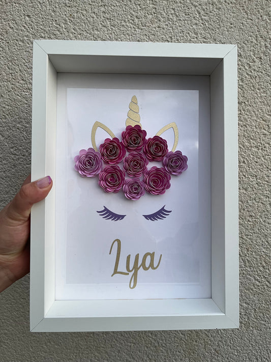 Cadre vitrine licorne