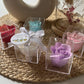 Boîte acrylique transparente avec fleur de savon