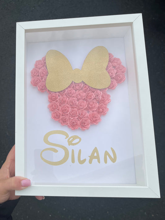 Cadre Minnie fleurs de papier